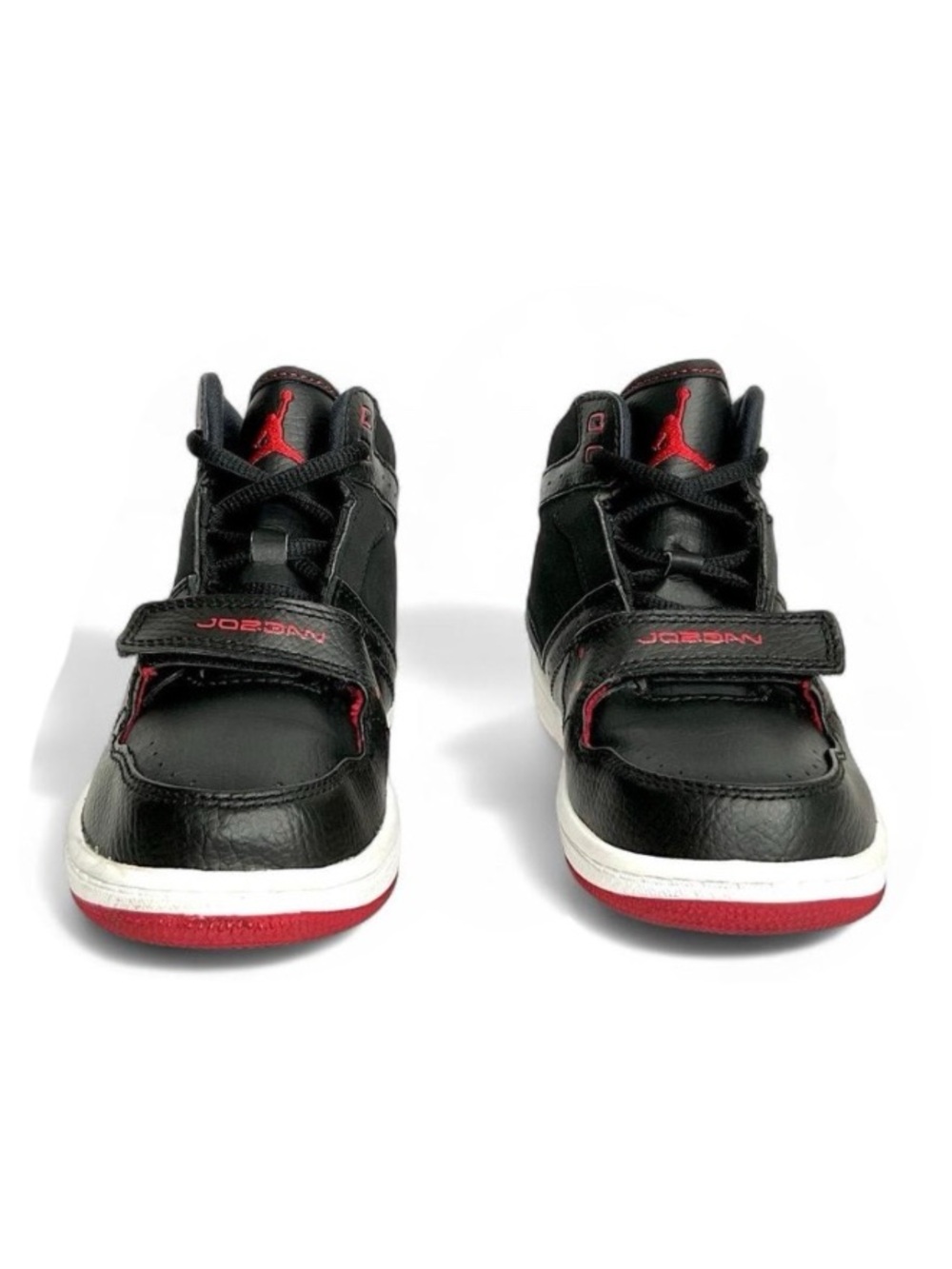 Jordan Kids Black and Red Mid-Top Sneakers Size 1Y